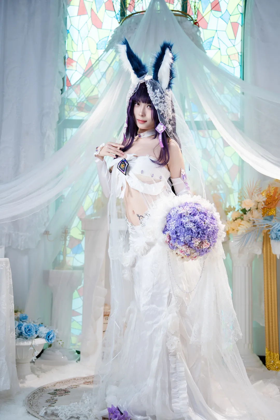 碧蓝航线, 花嫁造型, 武藏cos, cosplay摄影, 紫藤花 - 第9张