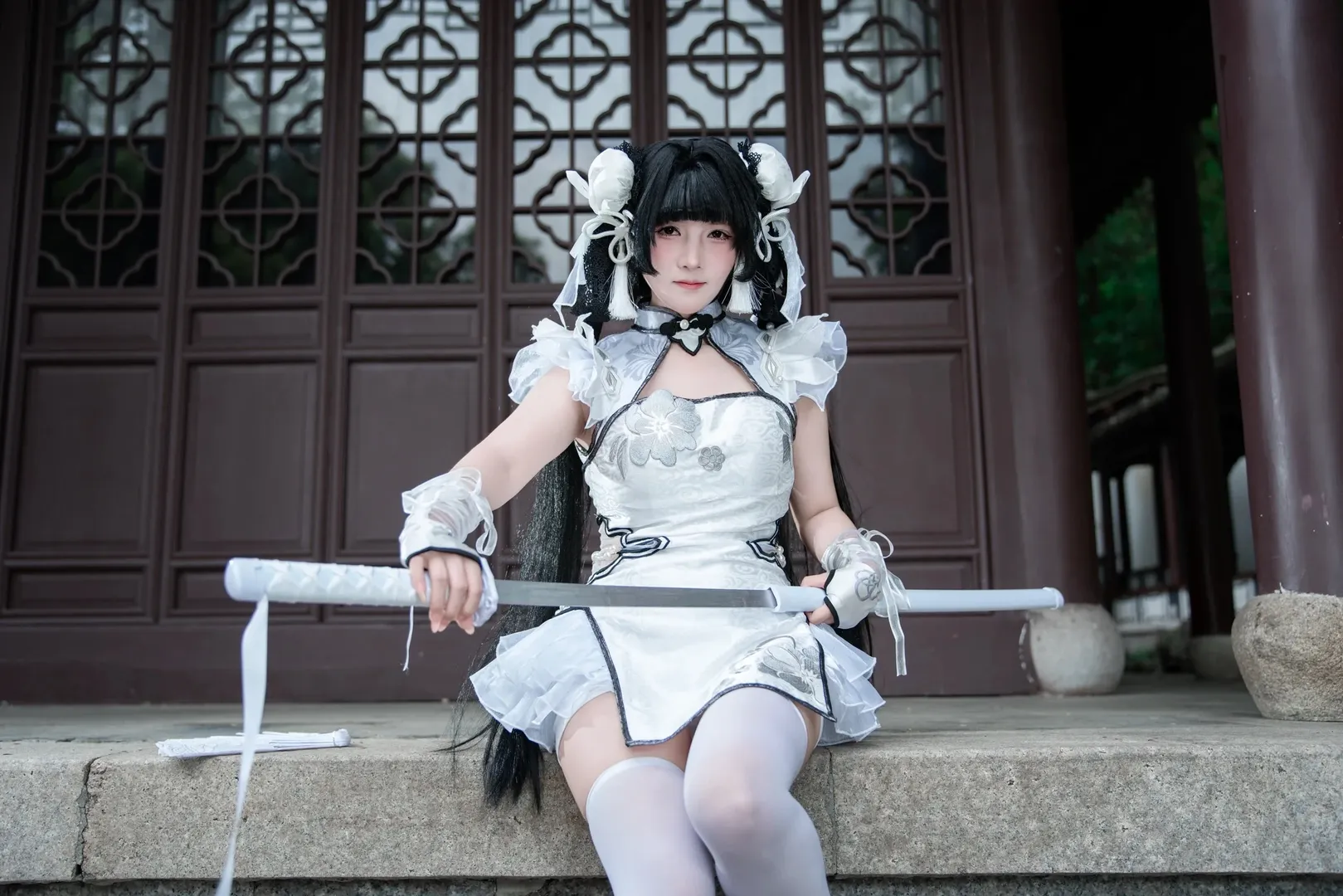 永劫无间, 殷紫萍cos, 玉髓冰心, cosplay摄影, 国风旗袍 - 第6张
