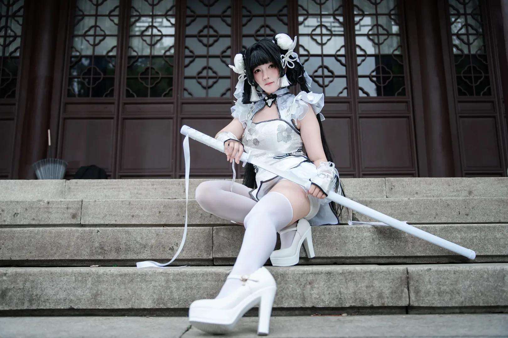 永劫无间, 殷紫萍cos, 玉髓冰心, cosplay摄影, 国风旗袍 - 第7张