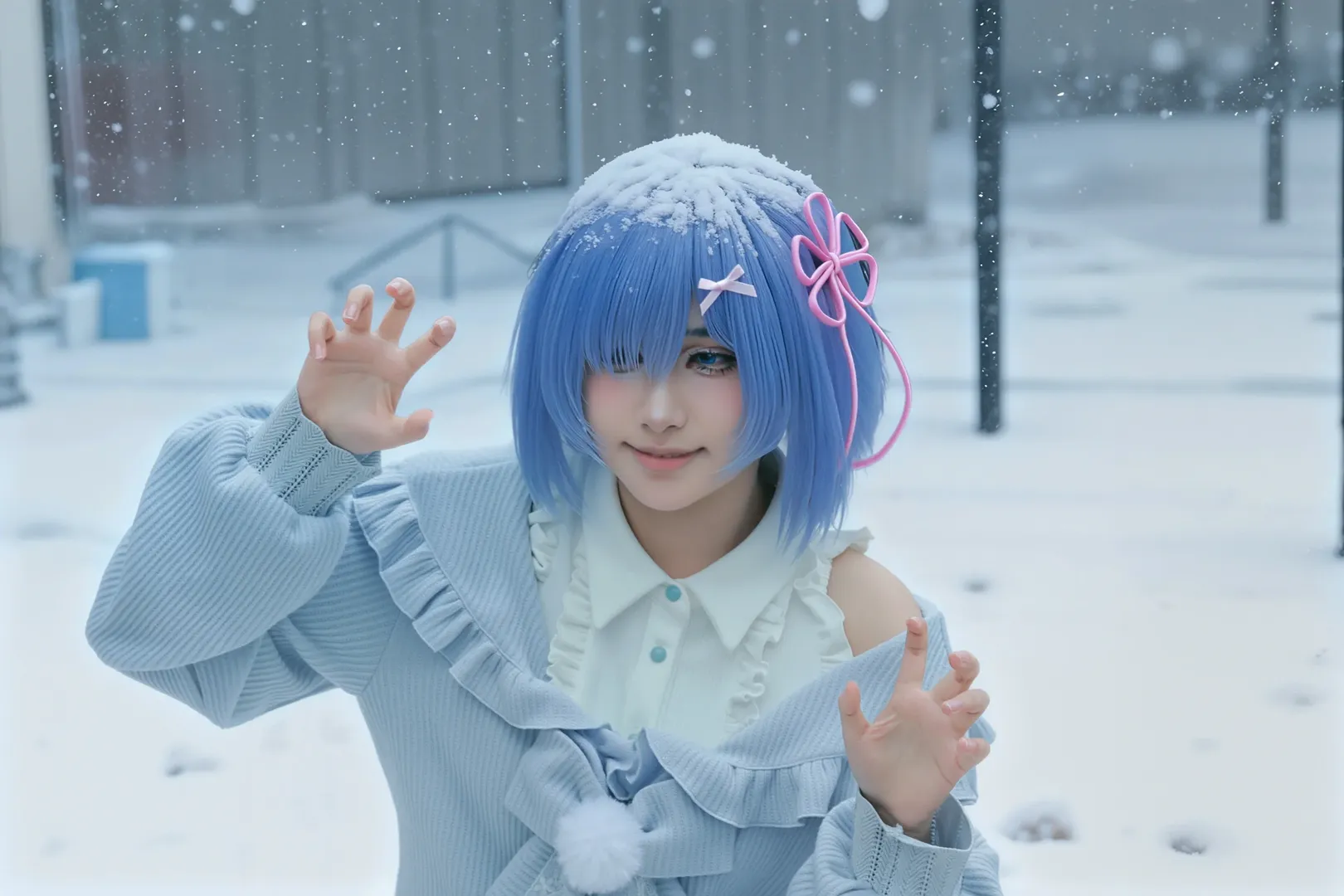 レム コスプレ, 成都での撮影依頼, 雪景色ポートレート, 冬の空気感, 日本系二次元 - 2枚目