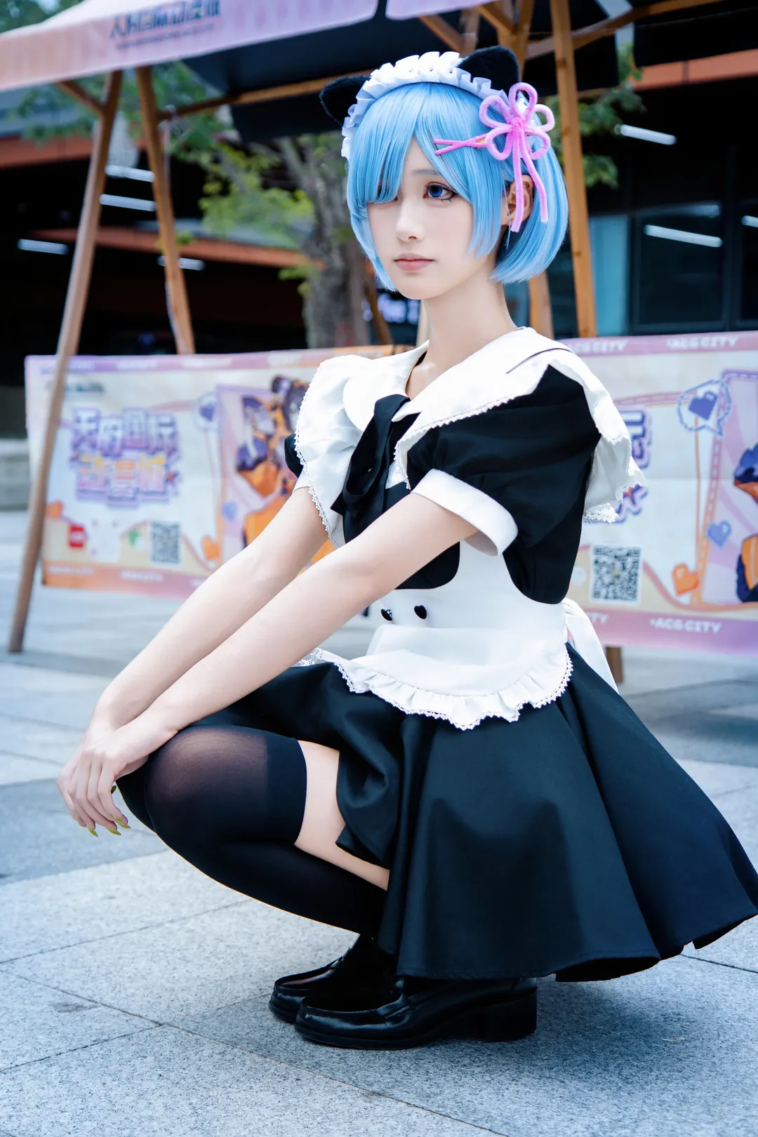 Anime-style photography, Rem Cosplay, Re:Zero − Starting Life in Another World, Anime recreation, Cat ear maid outfit - Image 3