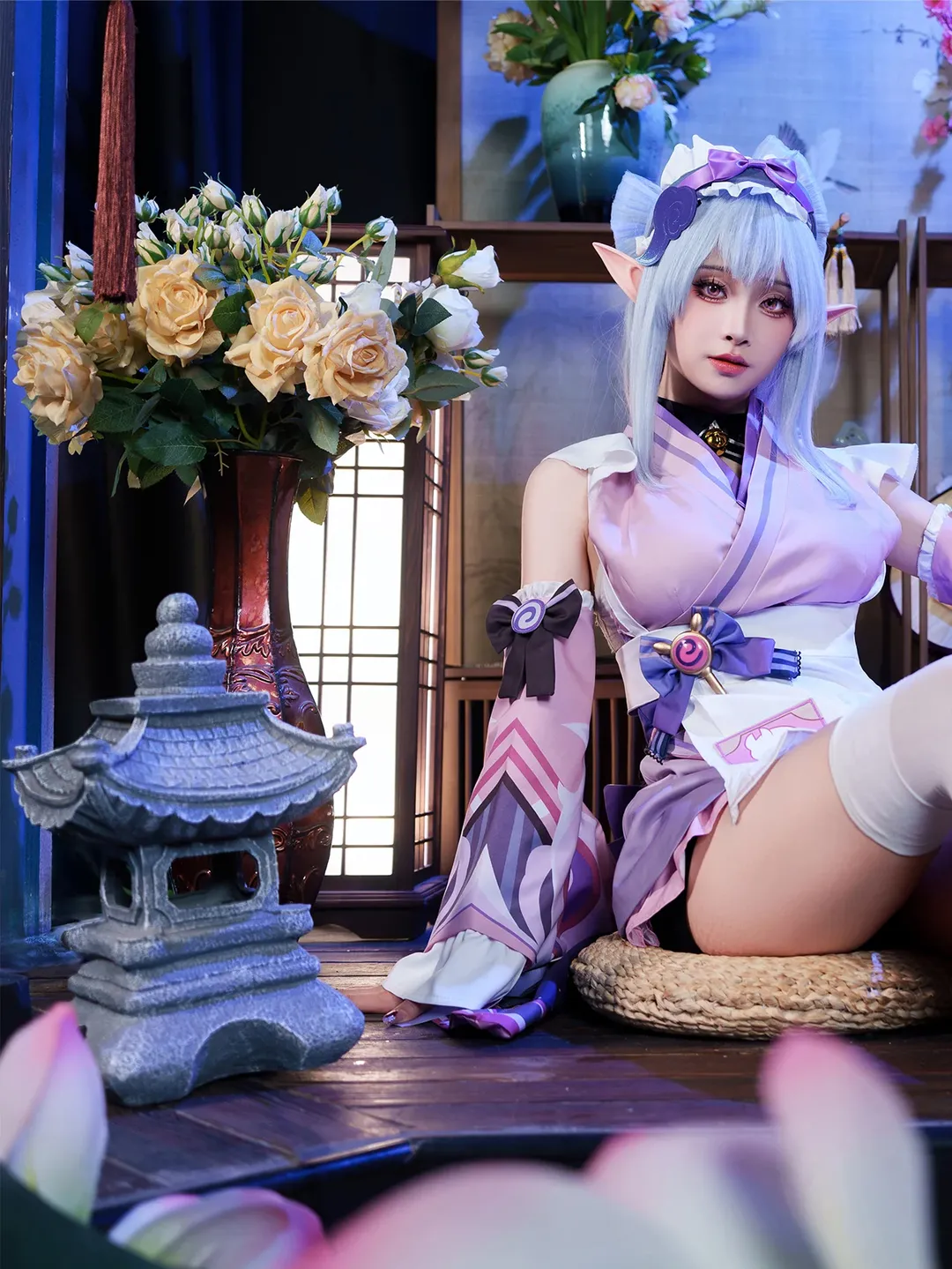 原神, 二次元摄影, 白丝cos, 梦见月瑞希cos, 和风布景 - 第2张