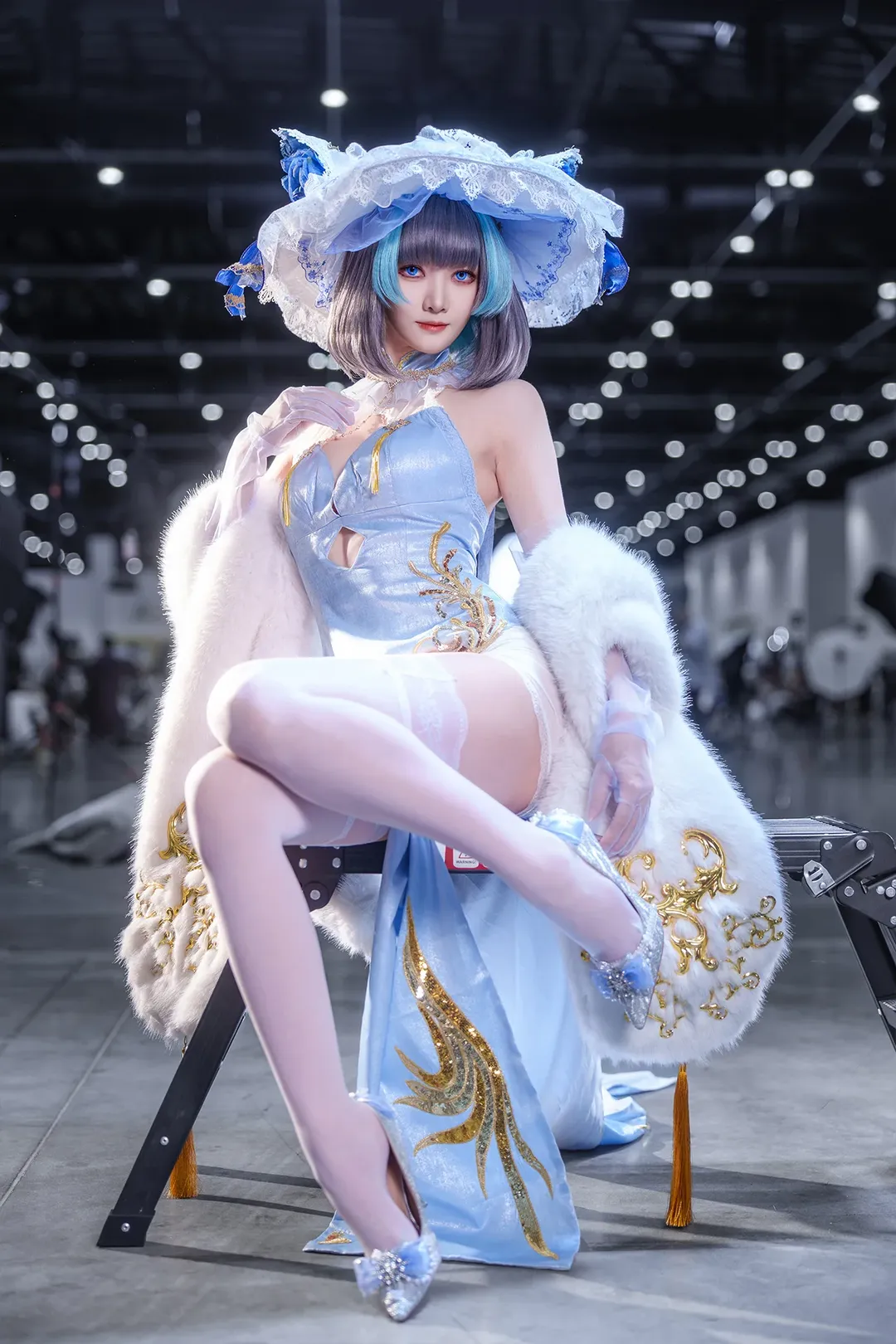Anime-style photography, Cheshire Cosplay, Azur Lane, Convention photos, White tights cosplay - Image 1