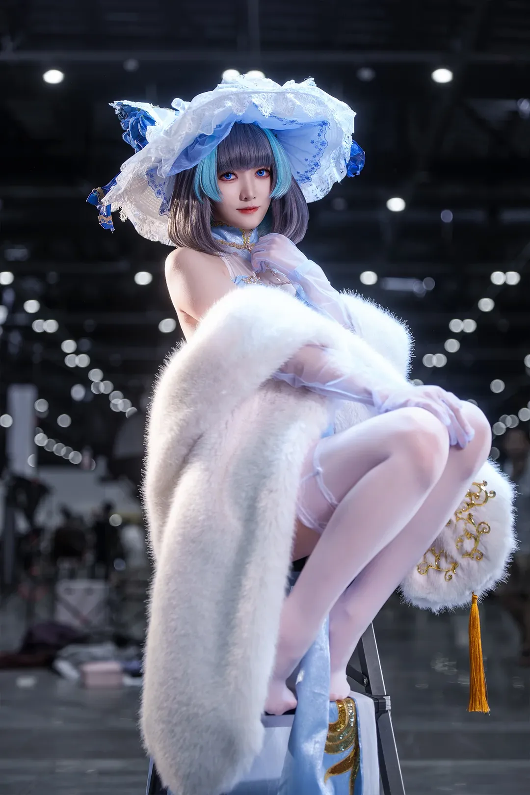 Anime-style photography, Cheshire Cosplay, Azur Lane, Convention photos, White tights cosplay - Image 4