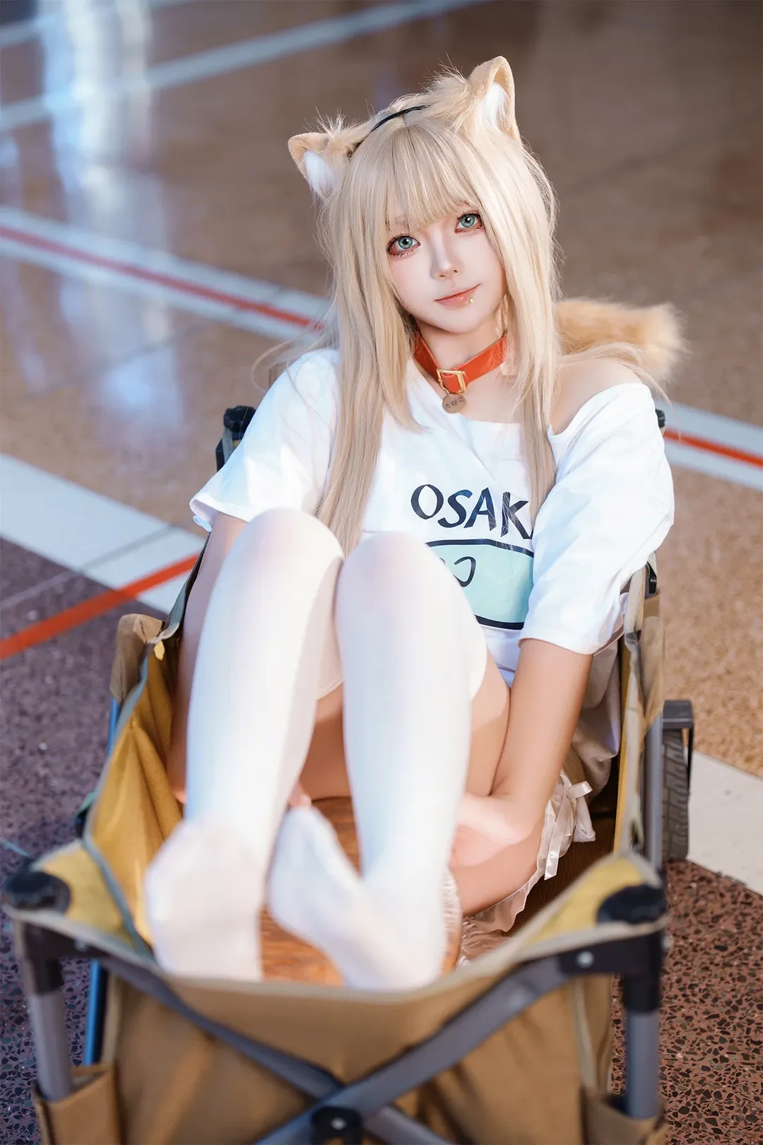 二次元摄影, 漫展返图, 白丝穿搭, 猫系少女, 兽耳cos