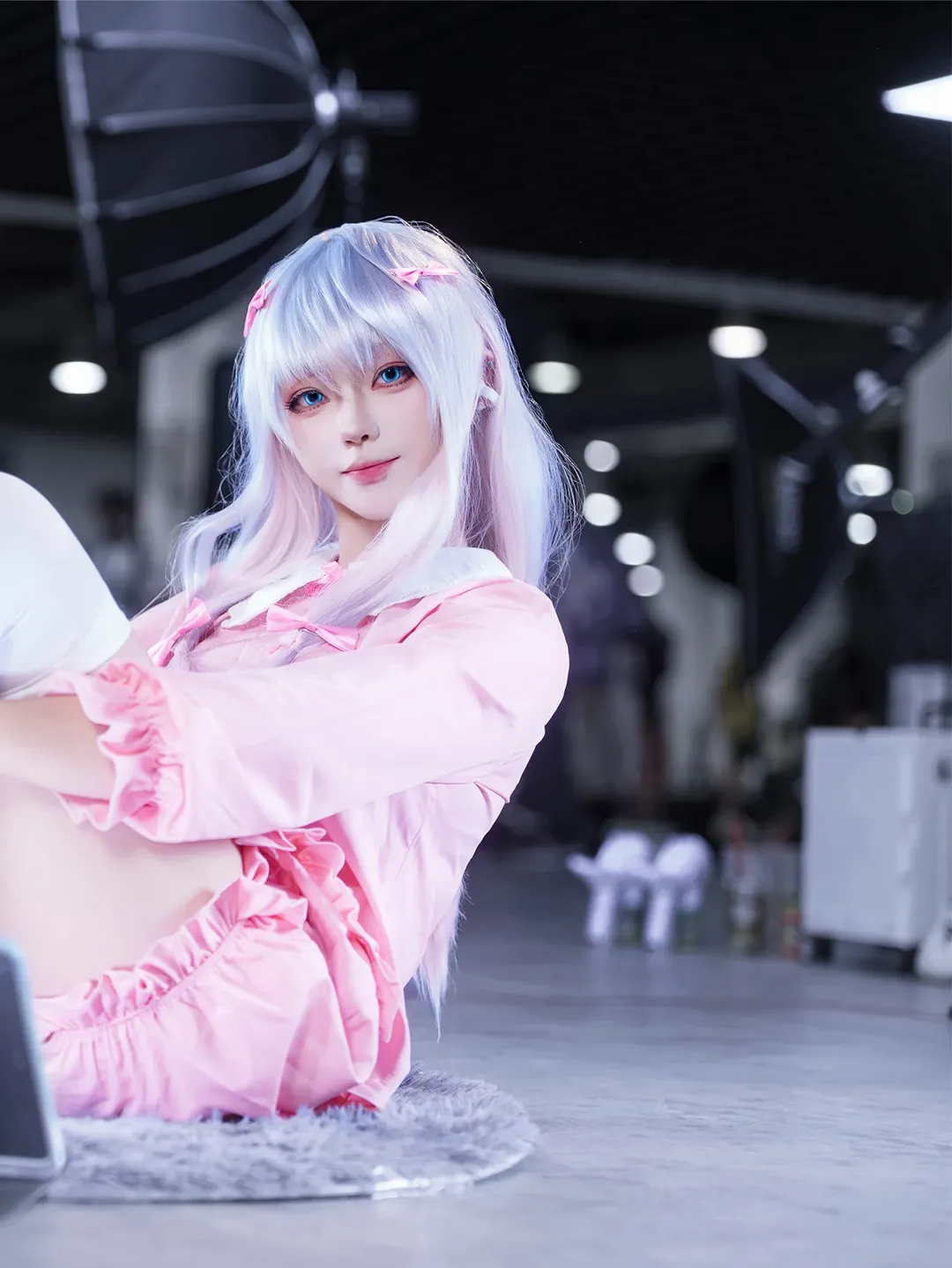 Anime-style photography, Event photo delivery, Eromanga Sensei, White thigh-highs outfit, Izumi Sagiri cosplay