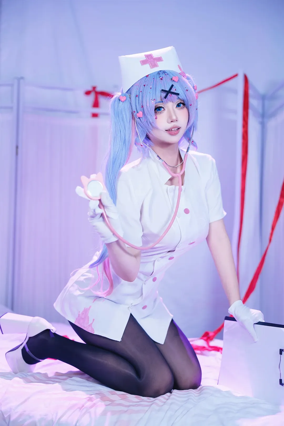 二次元摄影, 初音未来cos, 黑丝穿搭, 兔子洞护士, 护士服cosplay - 第1张