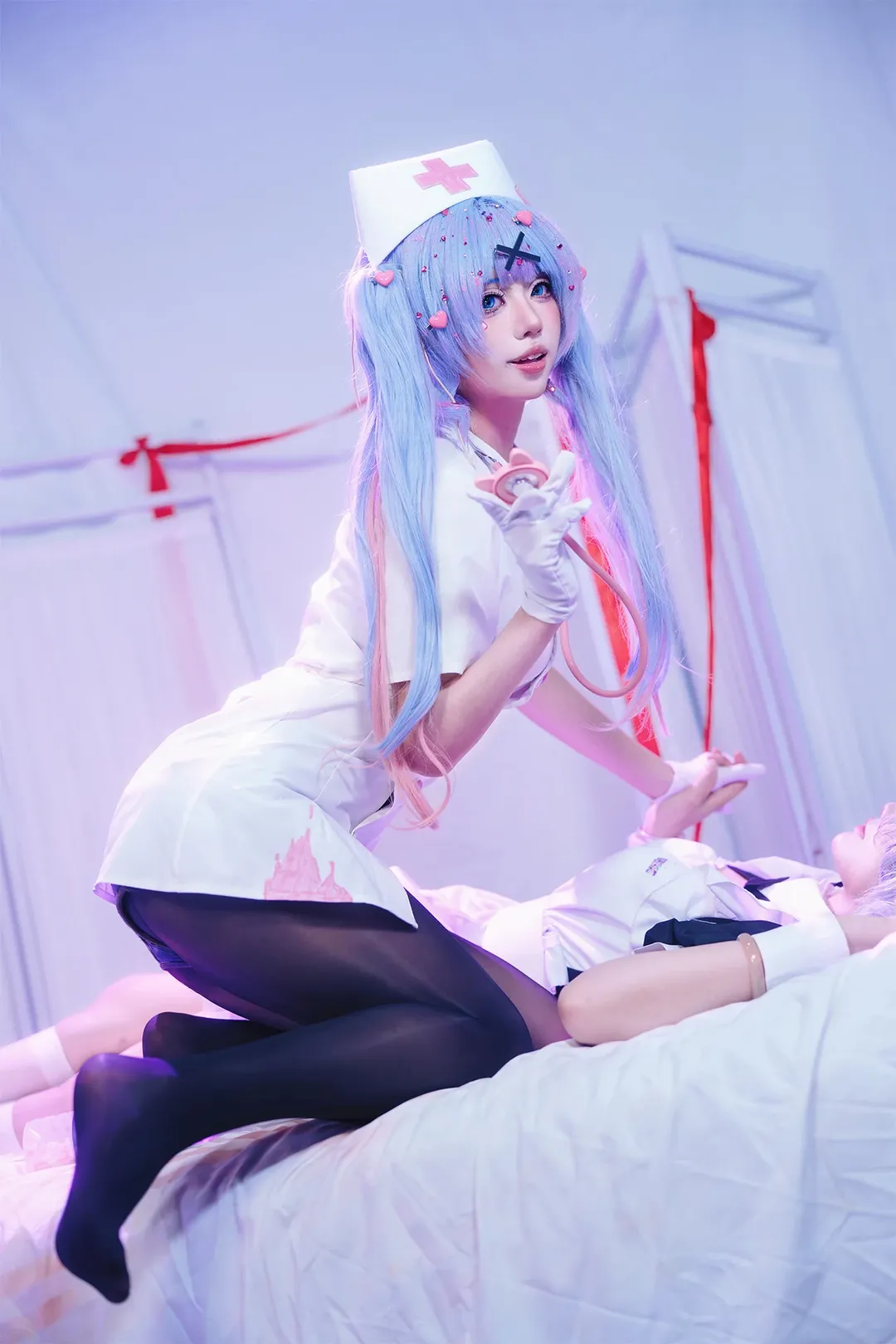 二次元摄影, 初音未来cos, 黑丝穿搭, 兔子洞护士, 护士服cosplay - 第2张
