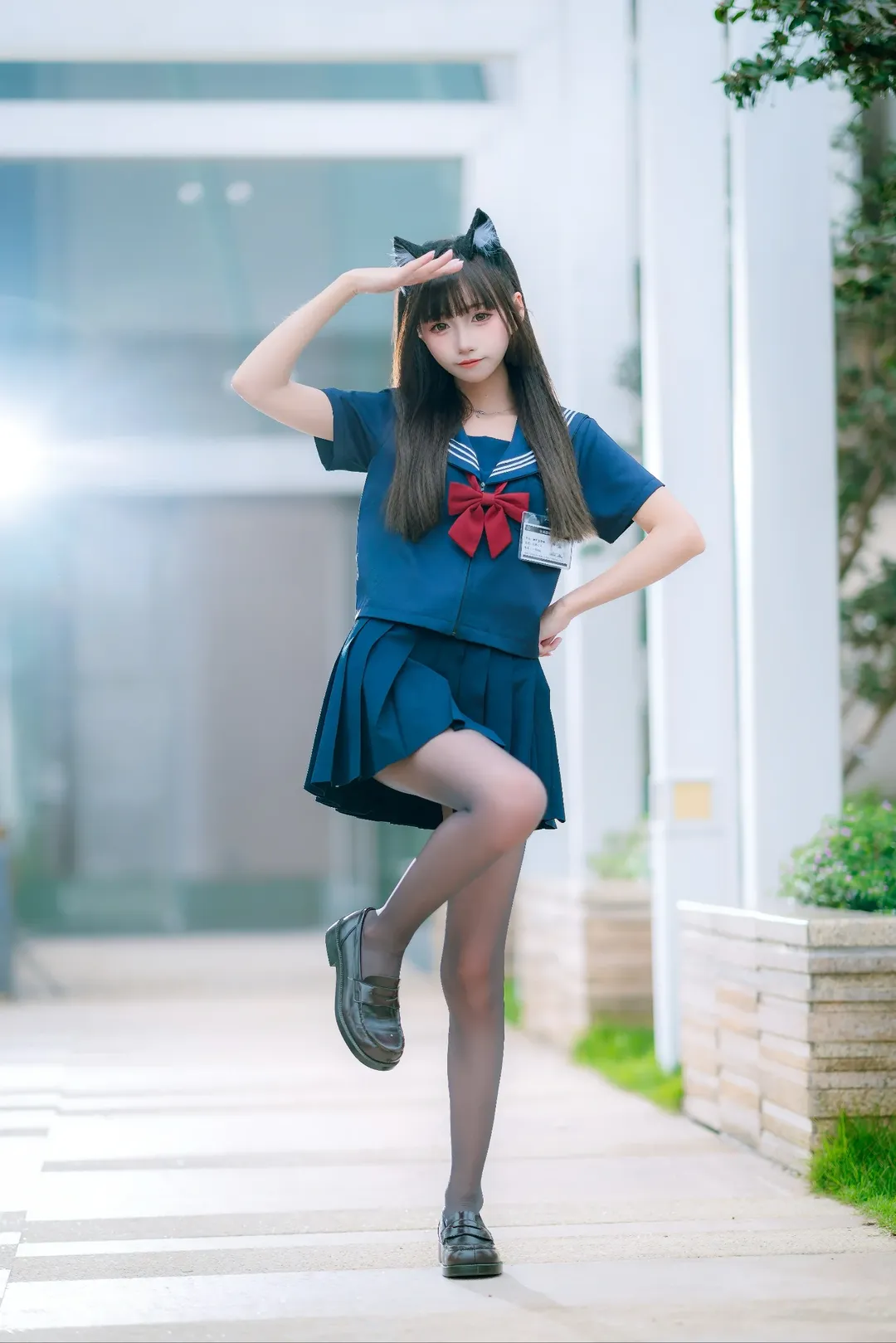 黑丝穿搭, 漫展外景, 水手服少女, jk制服cosplay, 猫娘造型