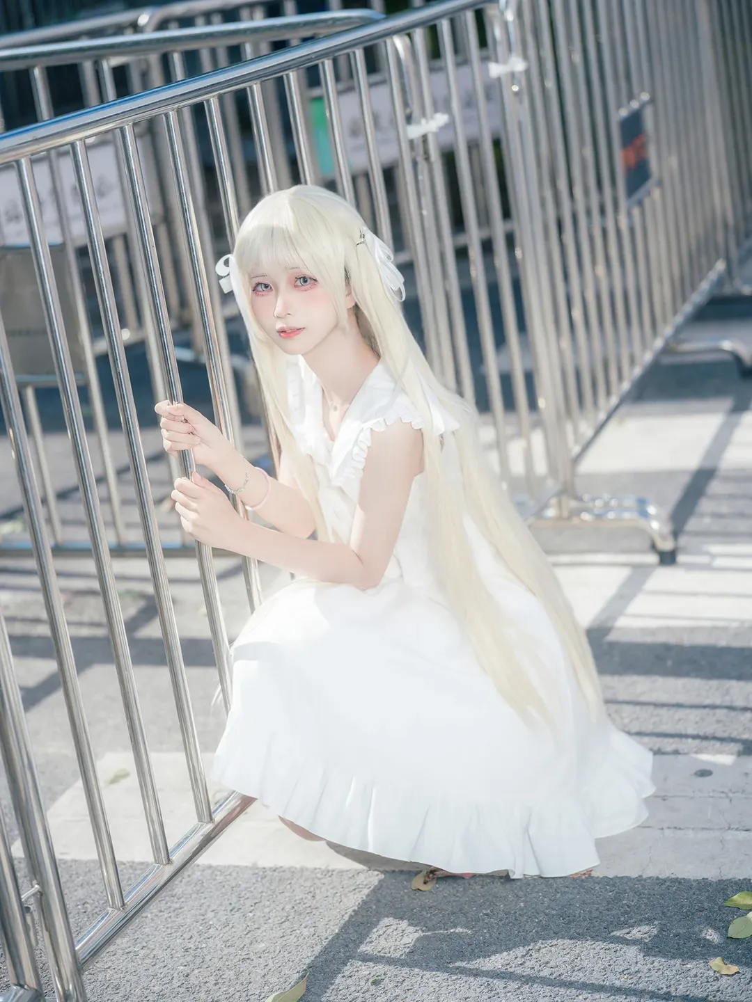 漫展cosplay, 广州漫展, 春日野穹cos, 缘之空, 白色治愈系 - 第1张