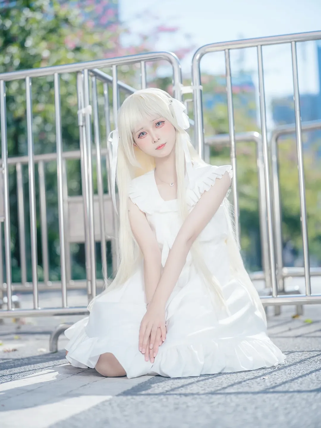 漫展cosplay, 广州漫展, 春日野穹cos, 缘之空, 白色治愈系 - 第3张