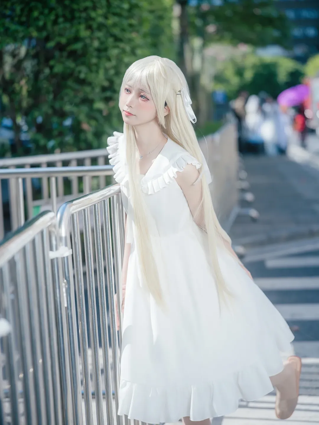 漫展cosplay, 广州漫展, 春日野穹cos, 缘之空, 白色治愈系 - 第5张
