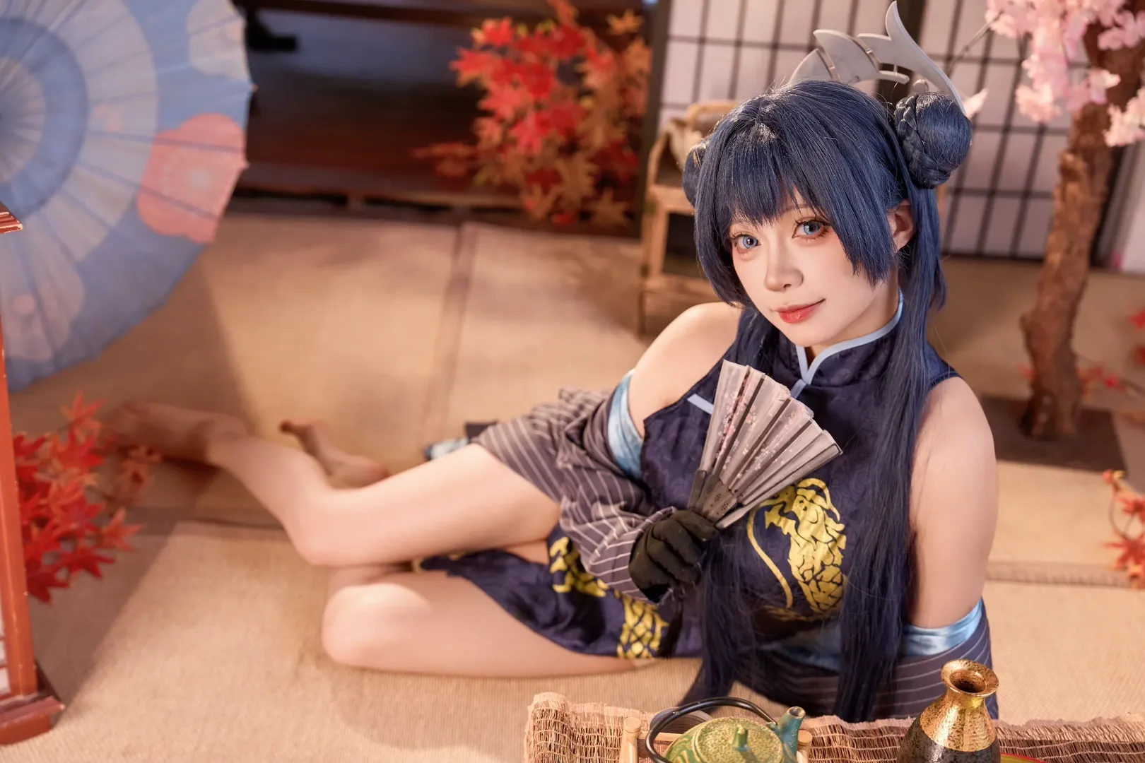 妃咲cos, 碧蓝档案, 旗袍, 和风摄影, 二次元cosplay