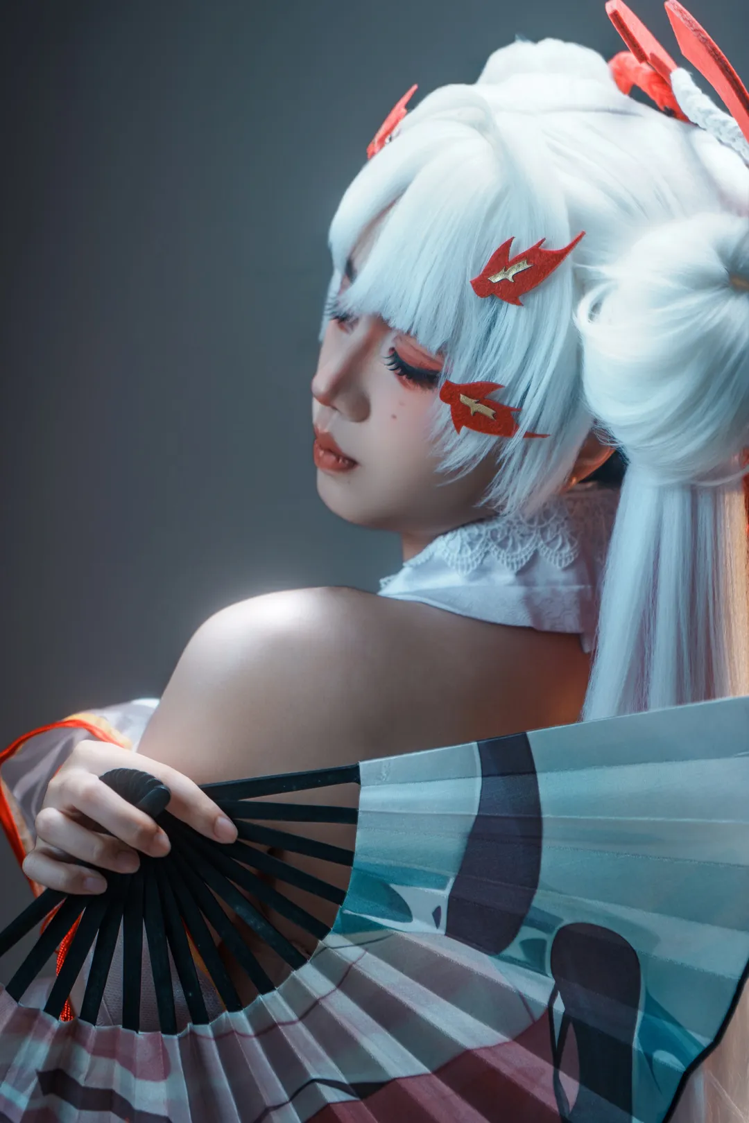 cosplay摄影, 不知火cos, 阴阳师, 白发出镜, 古风妆造 - 第1张
