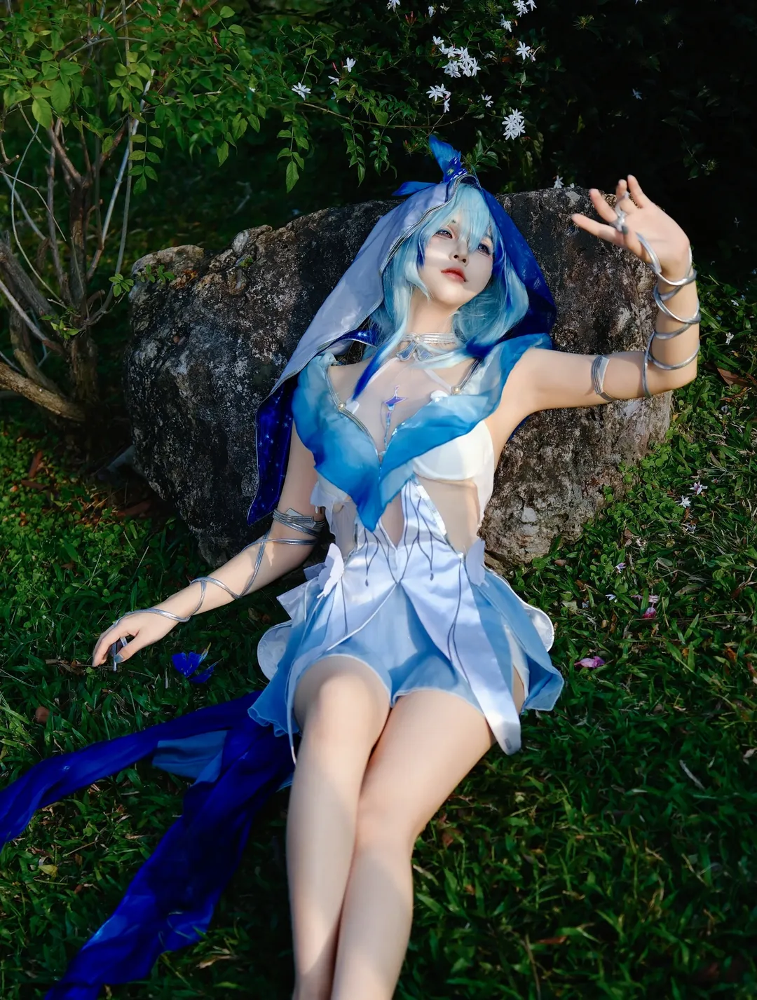 鸣潮, 守岸人cos, 蓝色系cosplay, 户外人像摄影, 流花湖公园写真 - 第4张