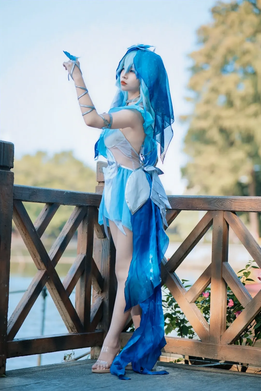 鸣潮, 守岸人cos, 蓝色系cosplay, 户外人像摄影, 流花湖公园写真 - 第8张