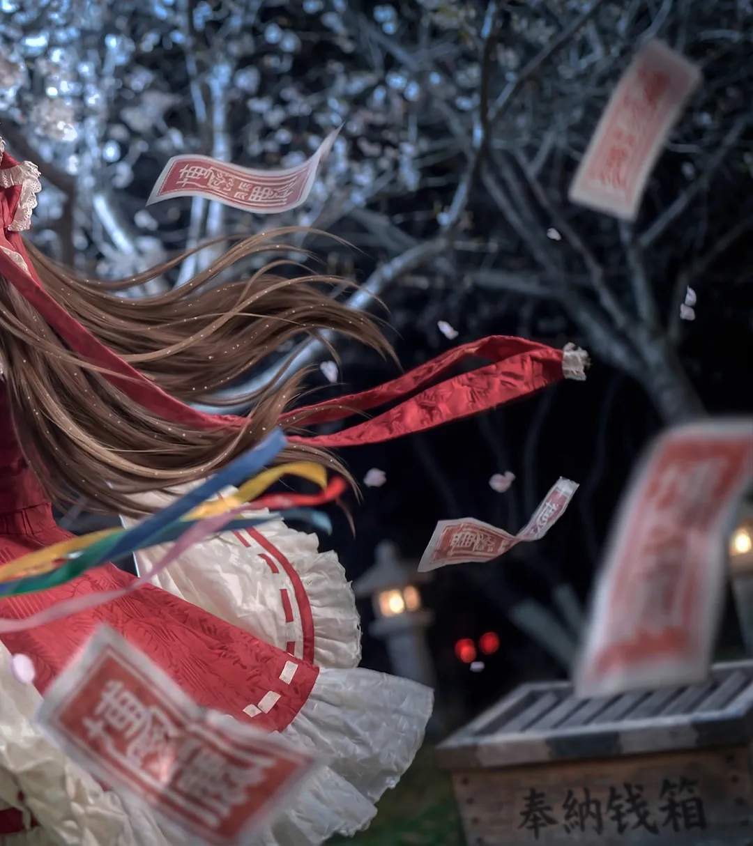 博麗霊夢コスプレ, 東方Project, 夜景コスプレ, 桜フォトグラフ, 神社風 - 2枚目