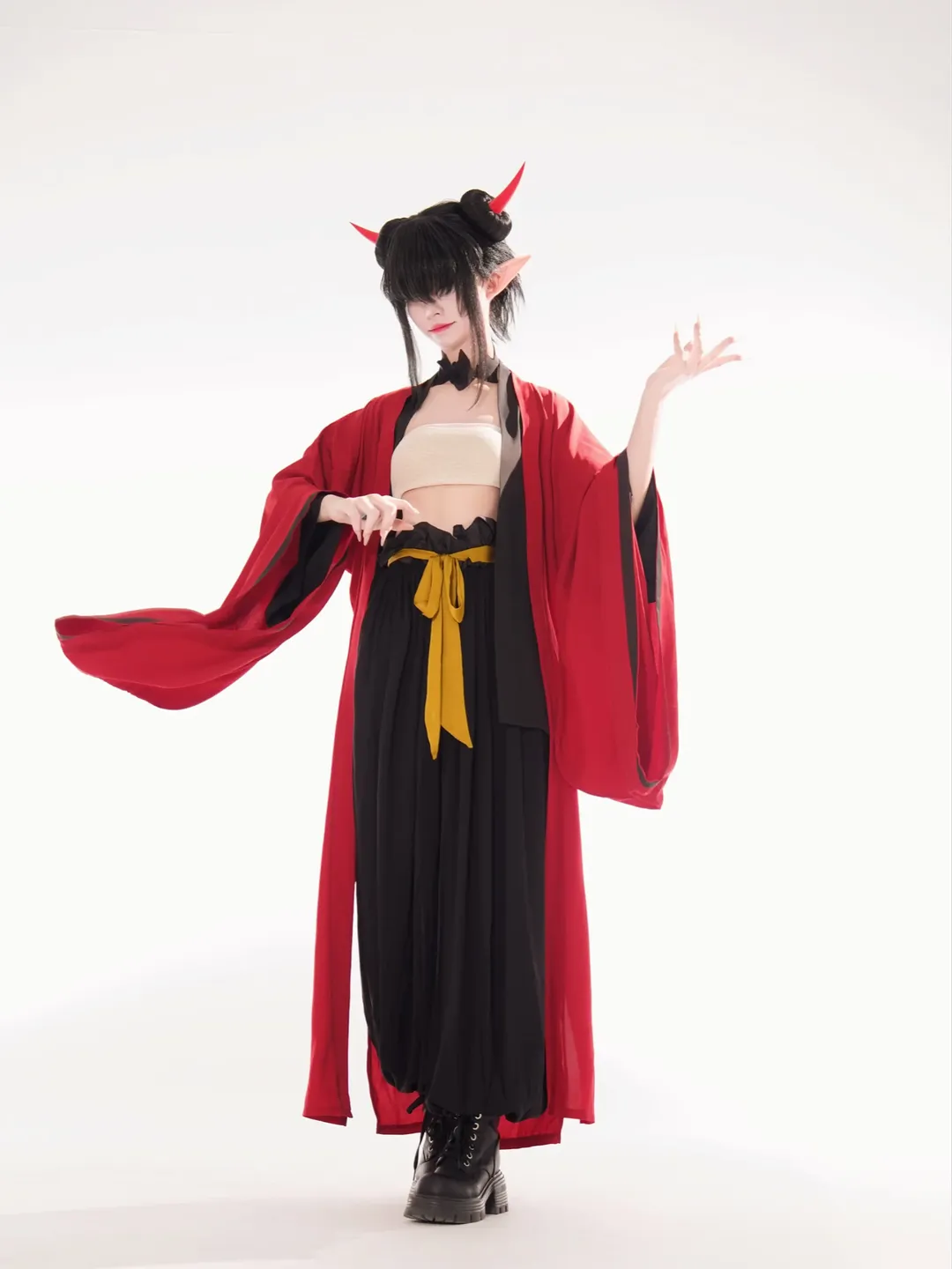 cosplay, 罗小黑战记2, 精灵耳假发, 肄目cos, 广袖红袍 - 第2张