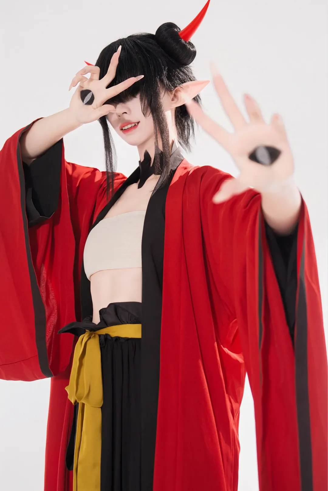 cosplay, 罗小黑战记2, 精灵耳假发, 肄目cos, 广袖红袍 - 第3张