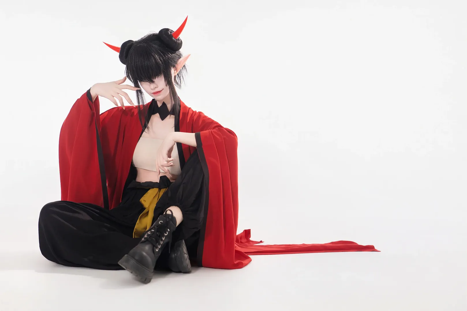 cosplay, 罗小黑战记2, 精灵耳假发, 肄目cos, 广袖红袍 - 第4张