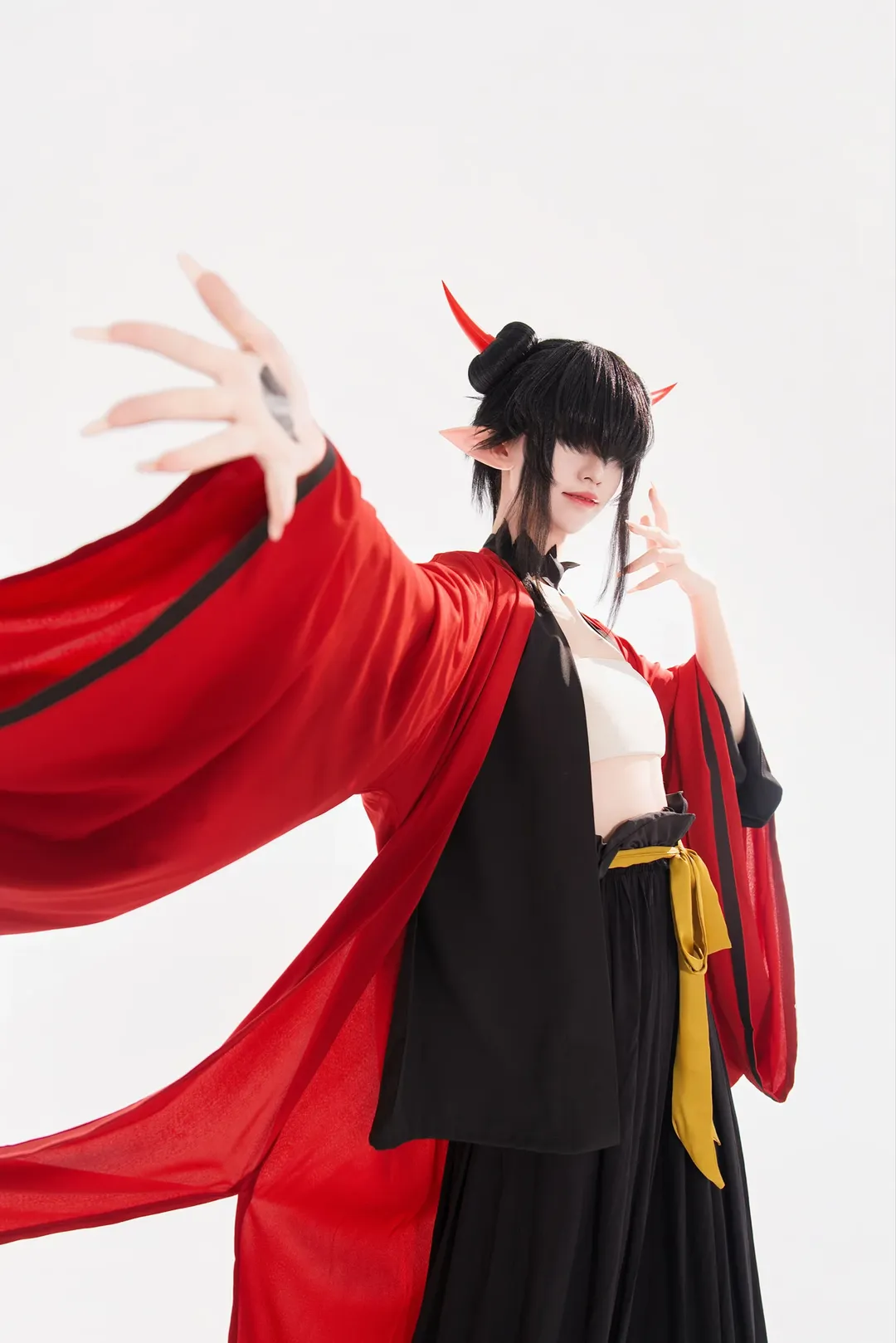cosplay, 羅小黑戰記2, 精靈耳假髮, 肄目cos, 廣袖紅袍