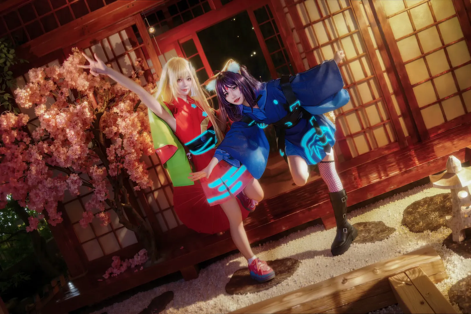 辉夜姬cos, 超时空辉夜姬, 双人cosplay, 日式和风摄影, 棚拍记录 - 第5张