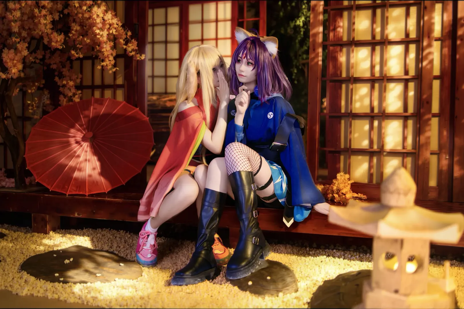辉夜姬cos, 超时空辉夜姬, 双人cosplay, 日式和风摄影, 棚拍记录