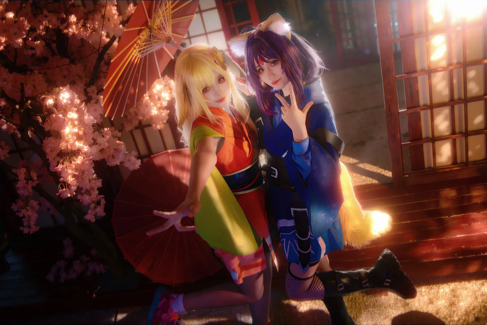辉夜姬cos, 超时空辉夜姬, 双人cosplay, 日式和风摄影, 棚拍记录 - 第7张