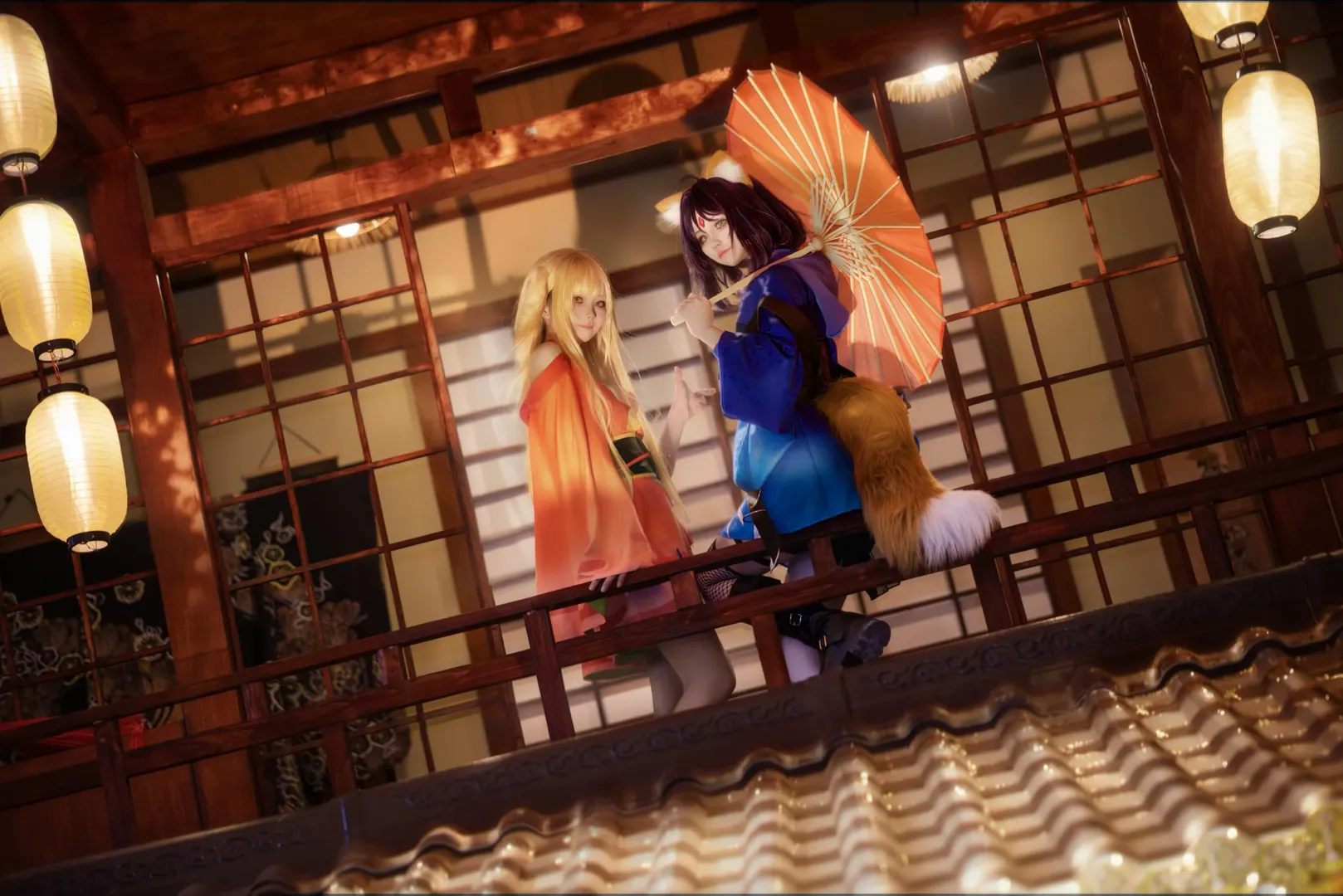 辉夜姬cos, 超时空辉夜姬, 双人cosplay, 日式和风摄影, 棚拍记录 - 第8张