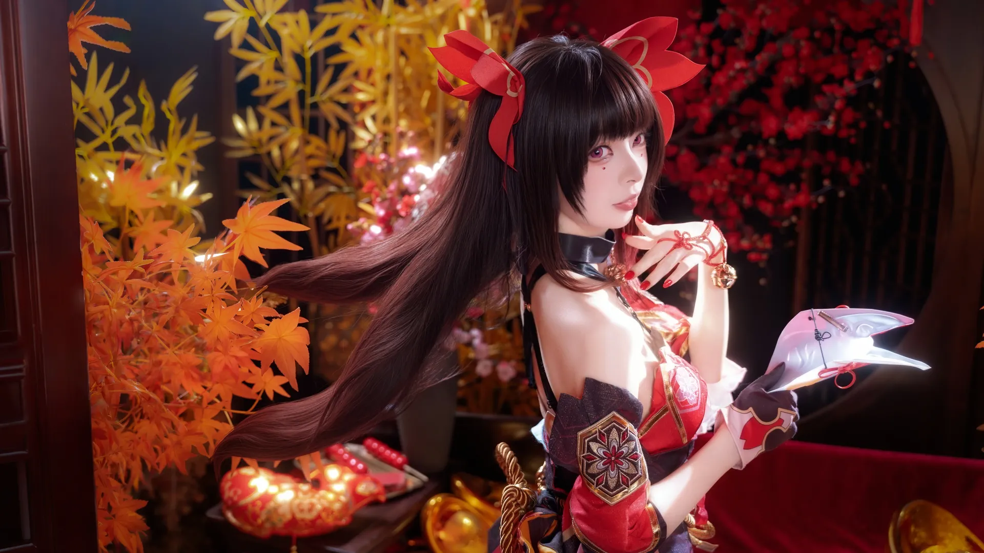 崩坏星穹铁道, 二次元cosplay, 花火cos, 新年写真, 国风红裙 - 第1张
