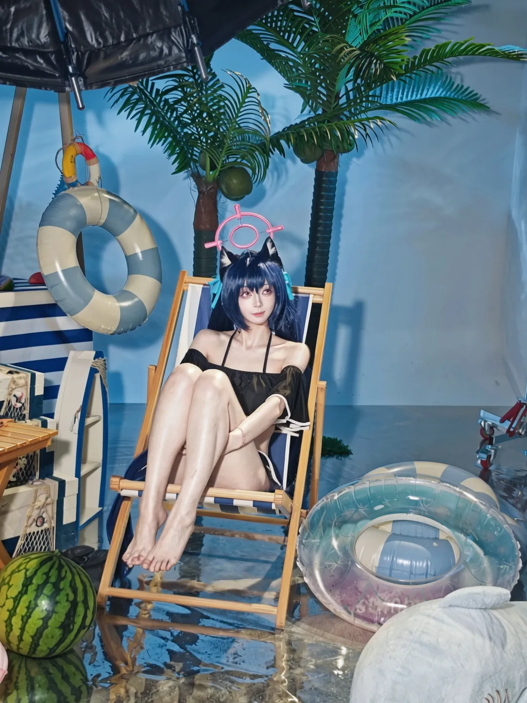 蔚蓝档案, 泳装cosplay, 夏日写真, 黑见芹香cos, 花絮照 - 第2张