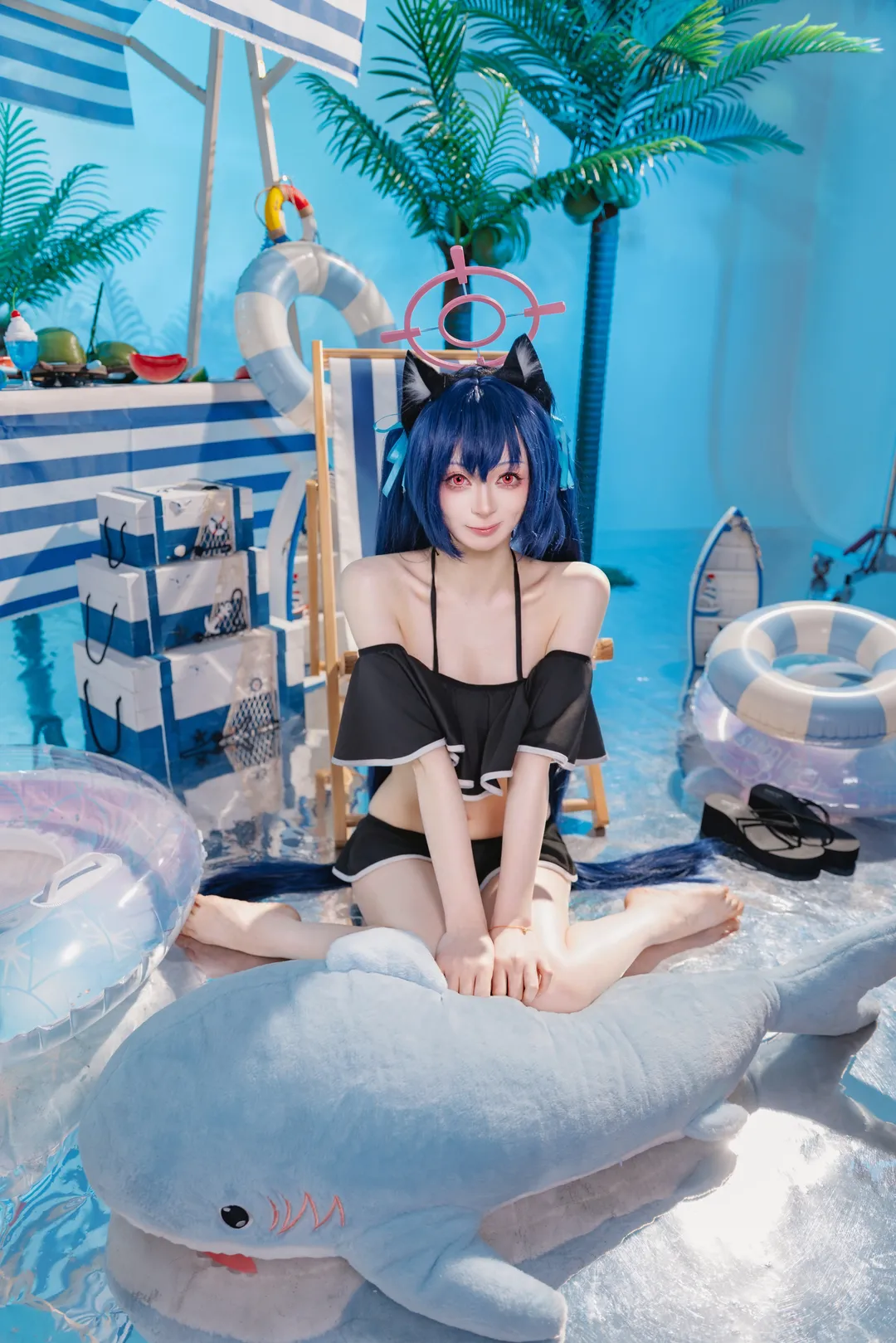 二次元, 蔚蓝档案, 泳装cosplay, 黑见芹香cos, 夏日水着 - 第3张