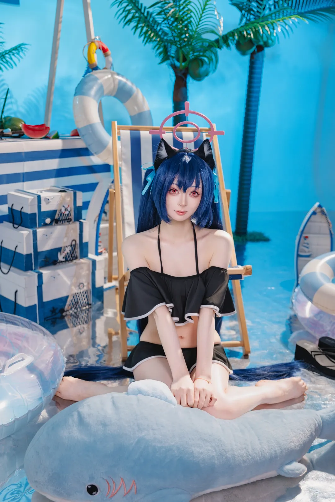 二次元, 蔚蓝档案, 泳装cosplay, 黑见芹香cos, 夏日水着 - 第4张