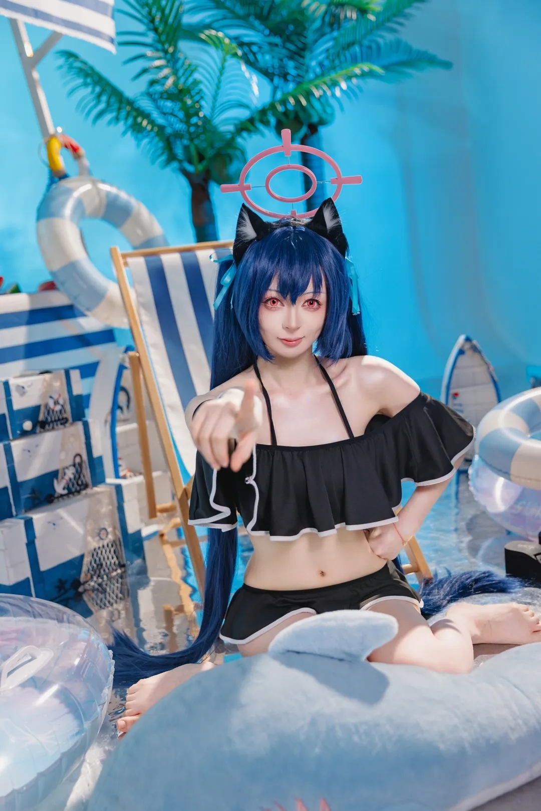 二次元, 蔚蓝档案, 泳装cosplay, 黑见芹香cos, 夏日水着 - 第5张