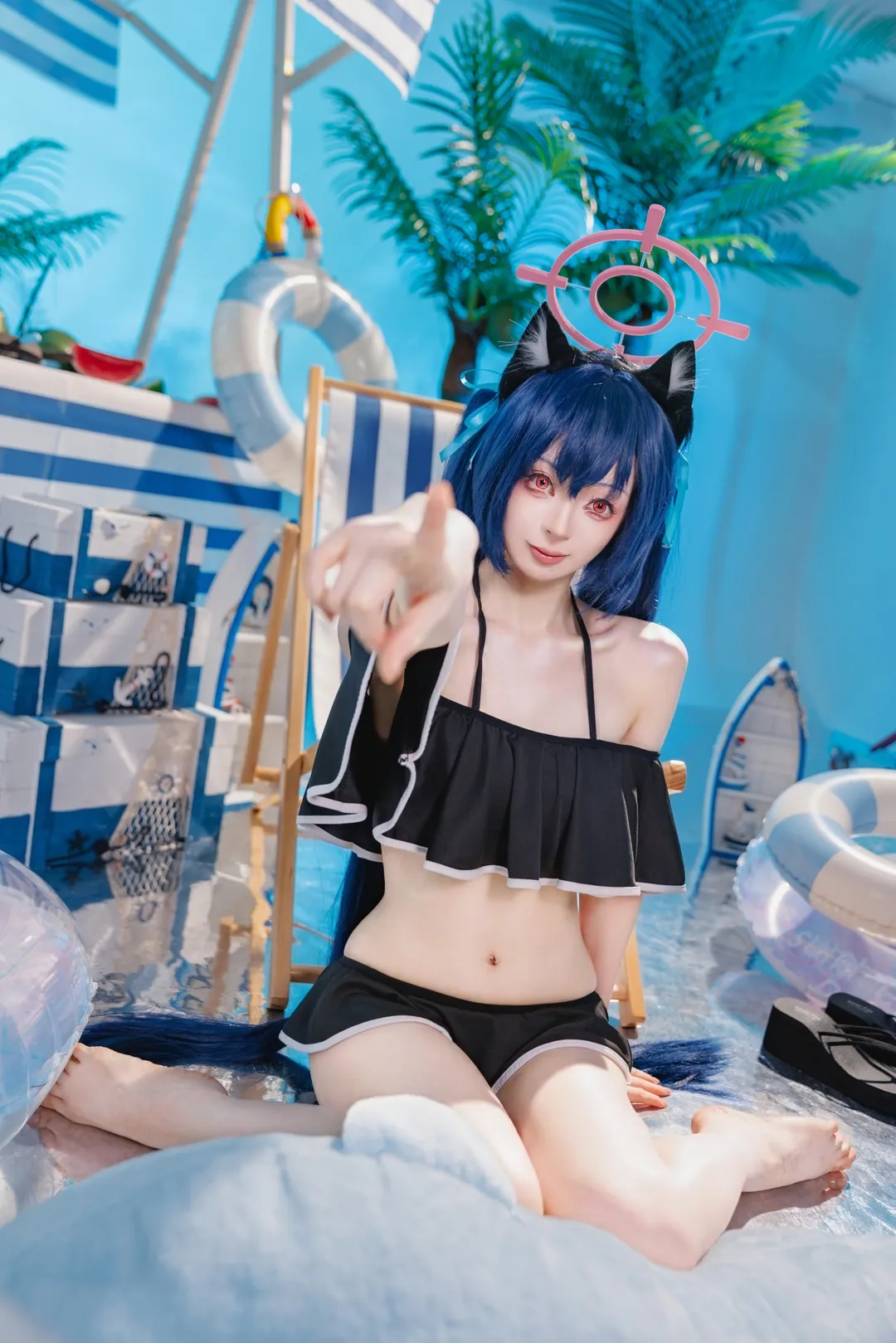 二次元, 蔚蓝档案, 泳装cosplay, 黑见芹香cos, 夏日水着 - 第6张
