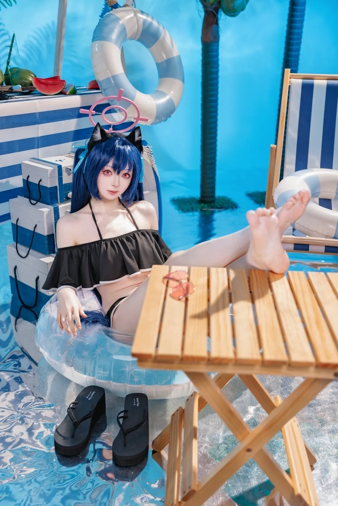 蔚蓝档案, 泳装cos, 夏日写真, cosplay正片, 黑见芹香cos