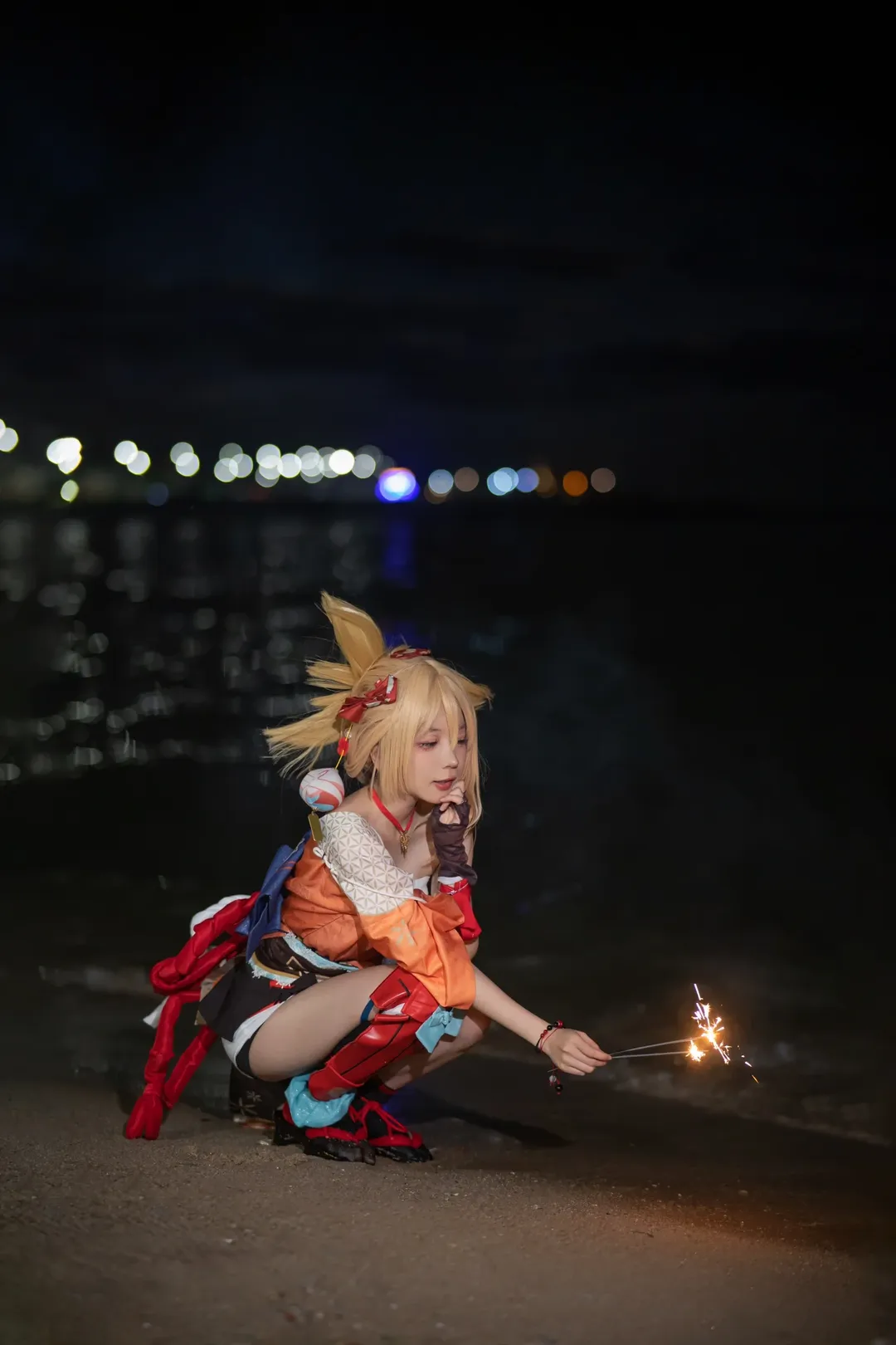 原神, 夜景摄影, 宵宫cos, 外景cosplay, 仙女棒写真 - 第10张