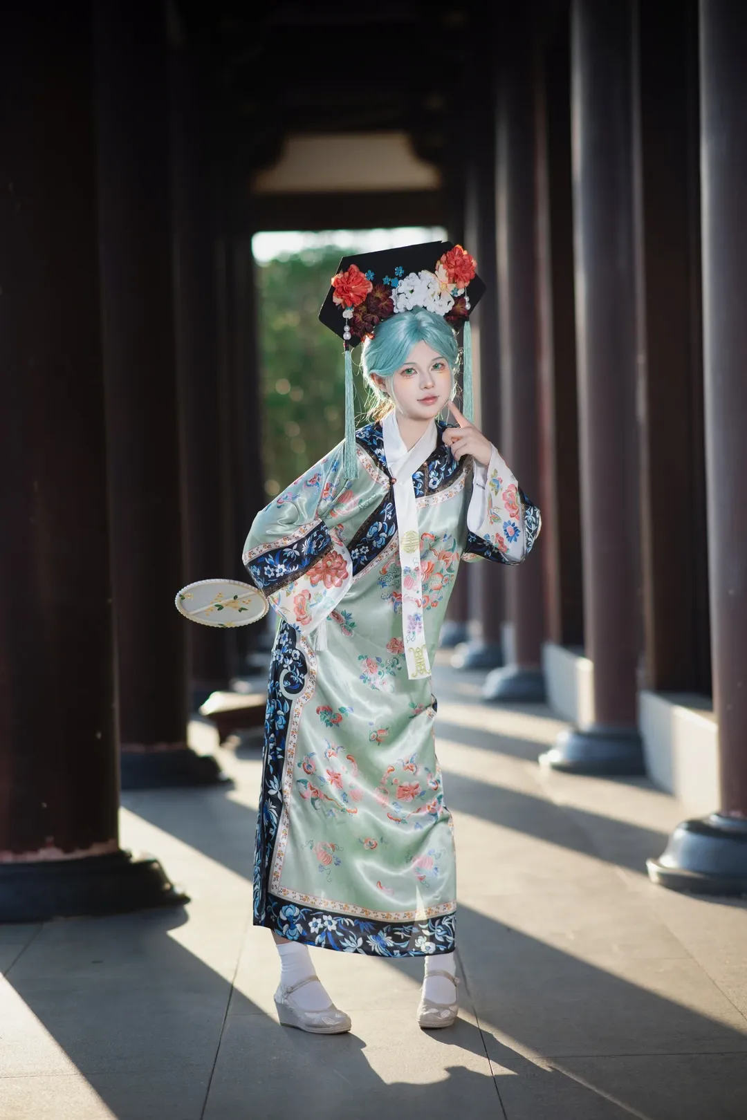 初音cos, Vocaloid, 古风Cosplay, 薄荷绿假发, 新中式服装 - 第1张