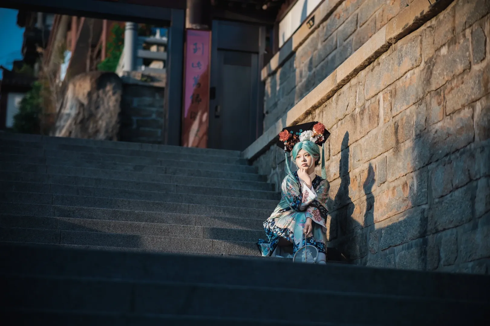 初音cos, Vocaloid, 古风Cosplay, 薄荷绿假发, 新中式服装 - 第12张