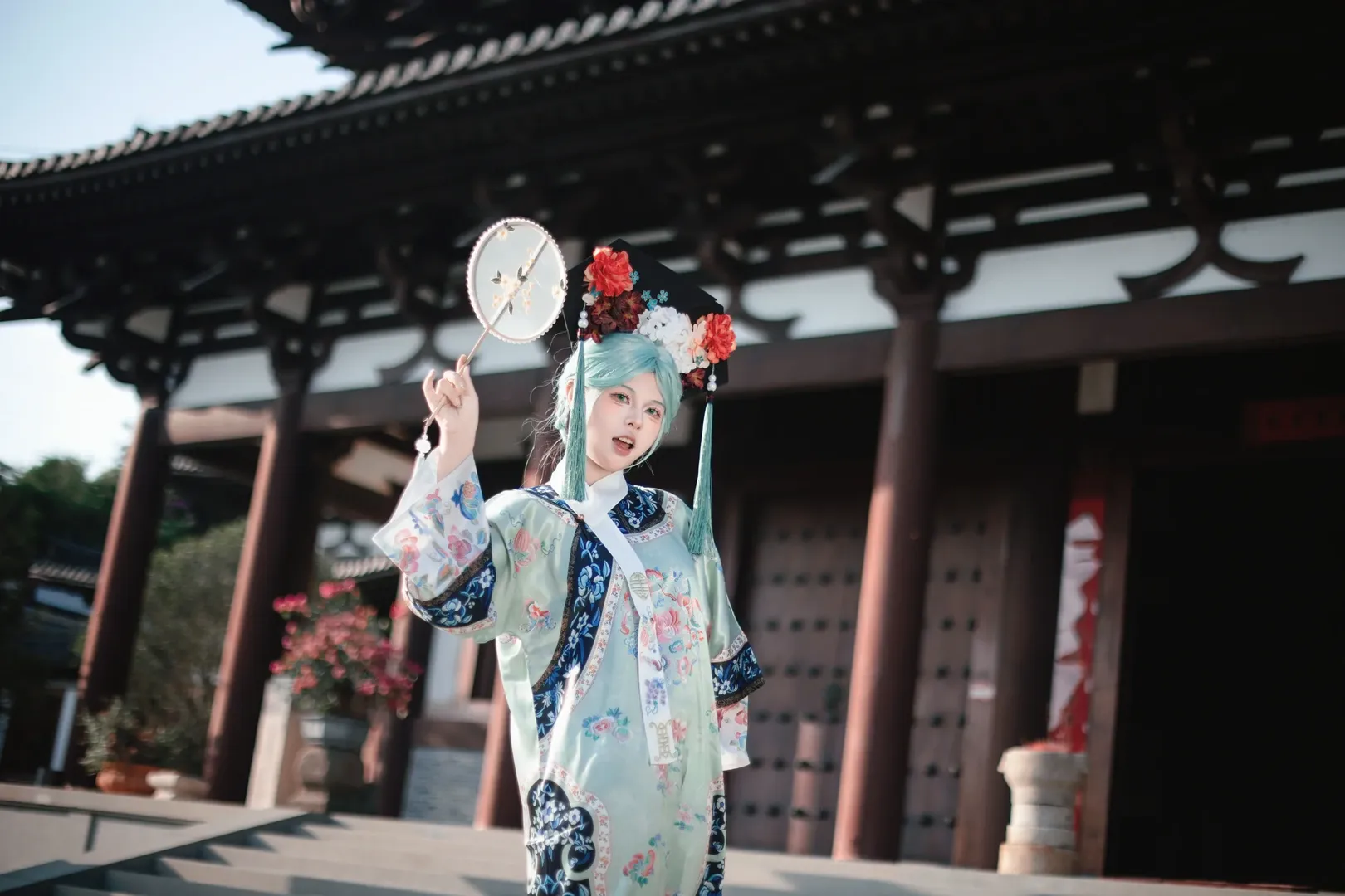 初音cos, Vocaloid, 古风Cosplay, 薄荷绿假发, 新中式服装 - 第3张