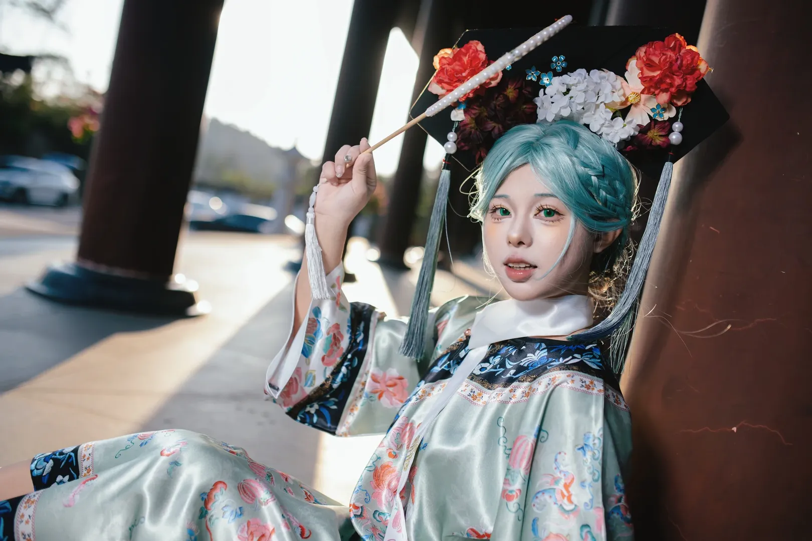初音cos, Vocaloid, 古风Cosplay, 薄荷绿假发, 新中式服装 - 第5张