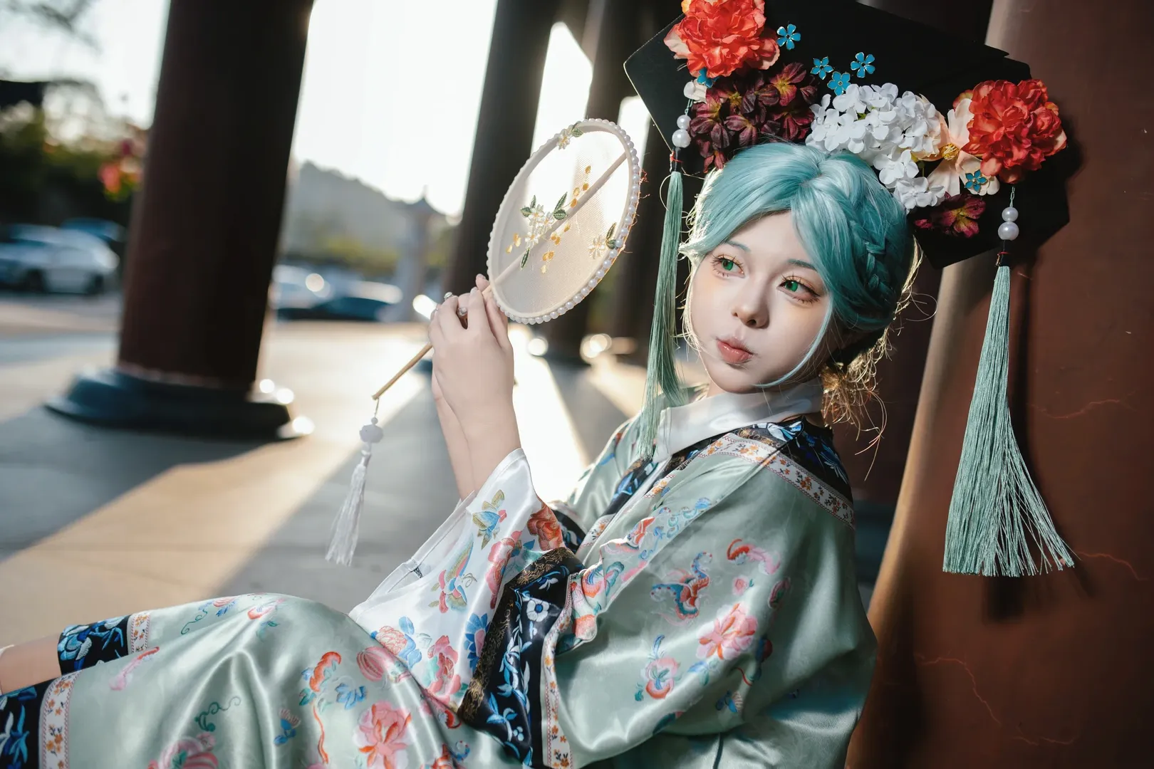 初音cos, Vocaloid, 古风Cosplay, 薄荷绿假发, 新中式服装 - 第6张