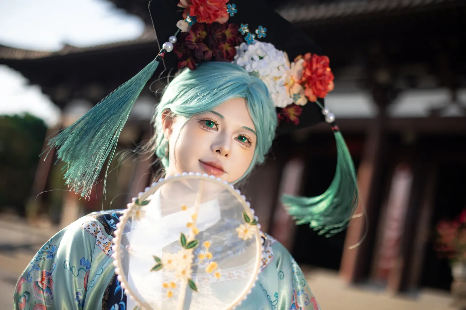 初音cos, Vocaloid, 古风Cosplay, 薄荷绿假发, 新中式服装 - 第8张