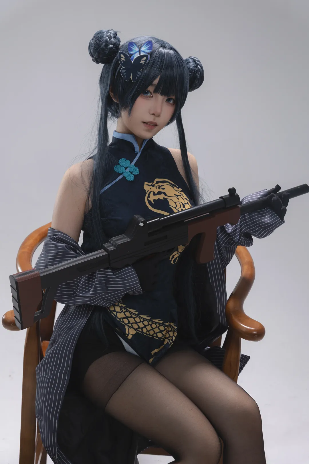 蔚蓝档案, 龙华妃咲cos, cosplay正片, 中式旗袍, 摄影棚拍 - 第2张