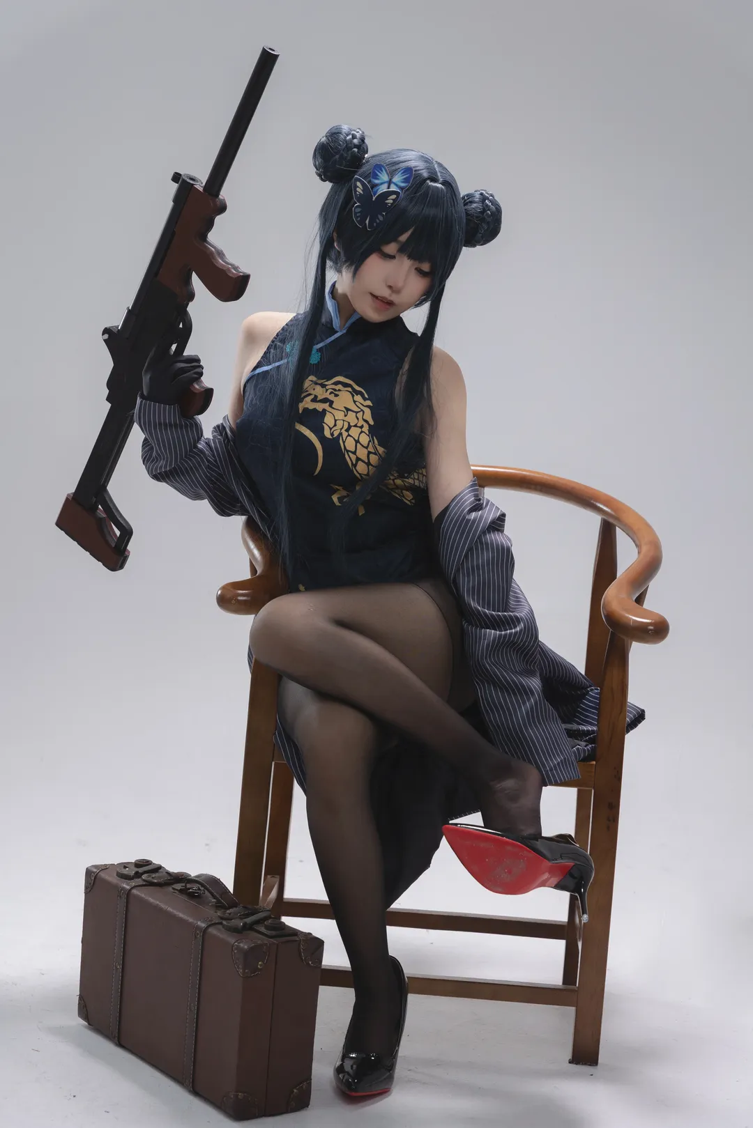 蔚蓝档案, 龙华妃咲cos, cosplay正片, 中式旗袍, 摄影棚拍