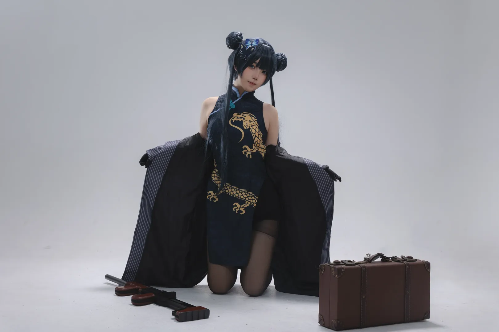 蔚蓝档案, 龙华妃咲cos, cosplay正片, 中式旗袍, 摄影棚拍 - 第5张