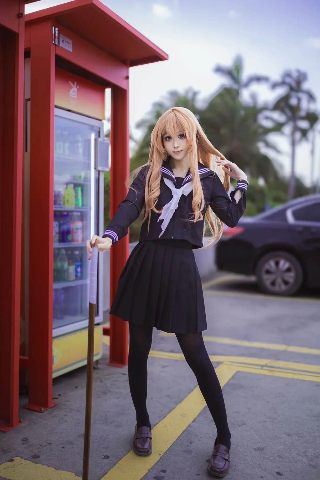 外景摄影, cosplay正片, 逢坂大河cos, 龙与虎, 木刀少女