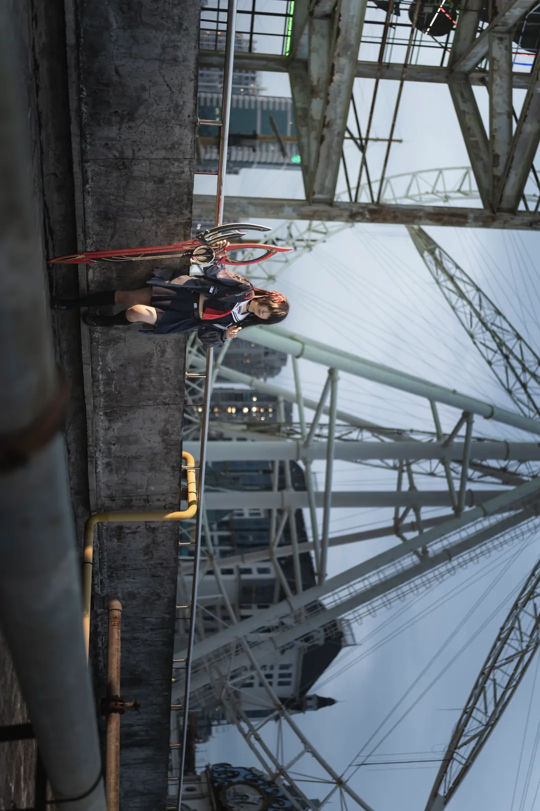 鸣潮, jk, 千咲cos, cosplay摄影, 阴雨天外景 - 第3张
