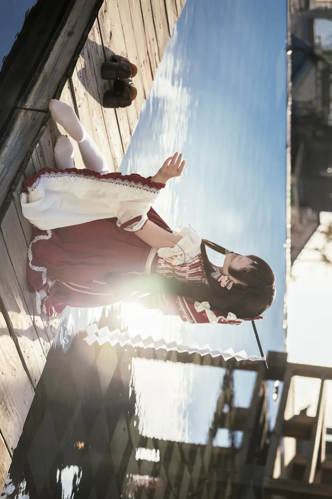 東方Project, 霊夢コスプレ, コスプレ撮影, 巫女コスプレ, 湖畔での撮影 - 3枚目