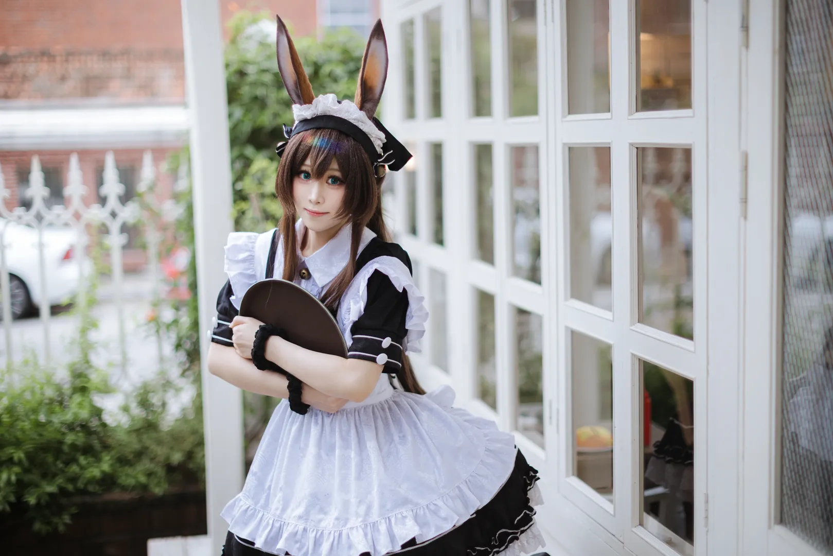 二次元撮影, アークナイツ, アーミヤ コスプレ, コスプレ撮影, うさ耳メイド - 3枚目